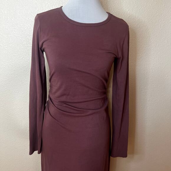 Xirena Wiley T-Shirt Long Sleeve Maxi Dress In Dusty Rose Pink MEDIUM - Picture 3 of 8